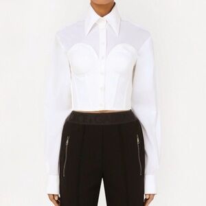 Dolce & Gabbana Poplin Bustier Shirt in White Size 48